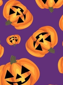 45 " Halloween - Happy Pumpkin Purple - 1 yd
